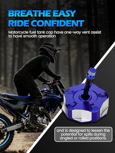 Image of JFG RACING Dirt Bike Gas Cap,CNC 6061 Aluminum Fuel Tank Cap with Vent Hose for YZ250 YZ85 YZ125 04-23 /YZ250F YZ450F 04-13 /YZ125X 17-23 /YZ250X 16-23 /WR250F 03-09 11-13 /WR450F 03-09 11-15 Blue