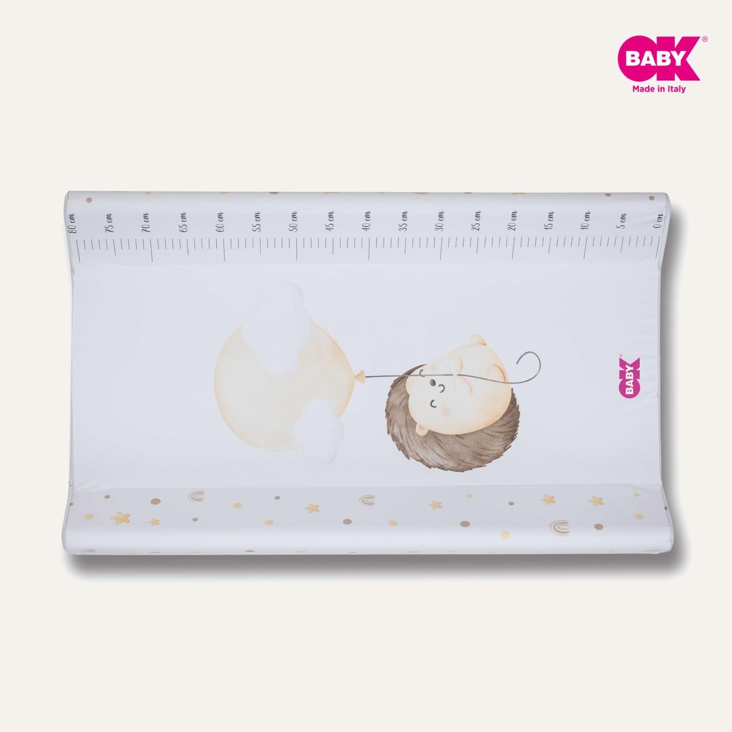 OKBABY Fluffy - Materassino Fasciatoio Soffice e Sicuro con Sponde Laterali, Facile da Pulire, Compatibile con Fasciatoio Woody - 80x50 cm - Bianco
