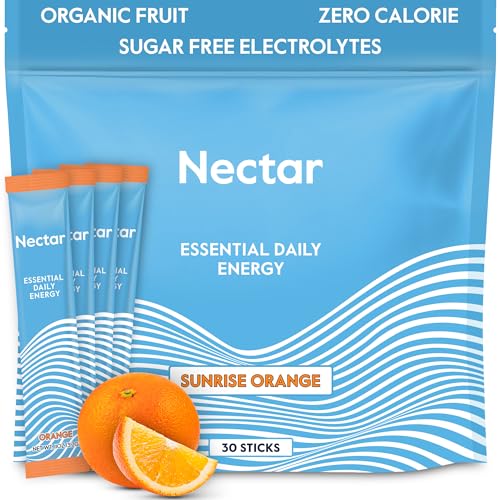 Nectar Energy Booster - Organic Caffeine B12 & Electrolytes - Sugar Free & Zero Calorie Healthy Coffee Energy Drink & Soda Alternative Hydration & Energy Drink Mix (Orange 30 Powder Packets)