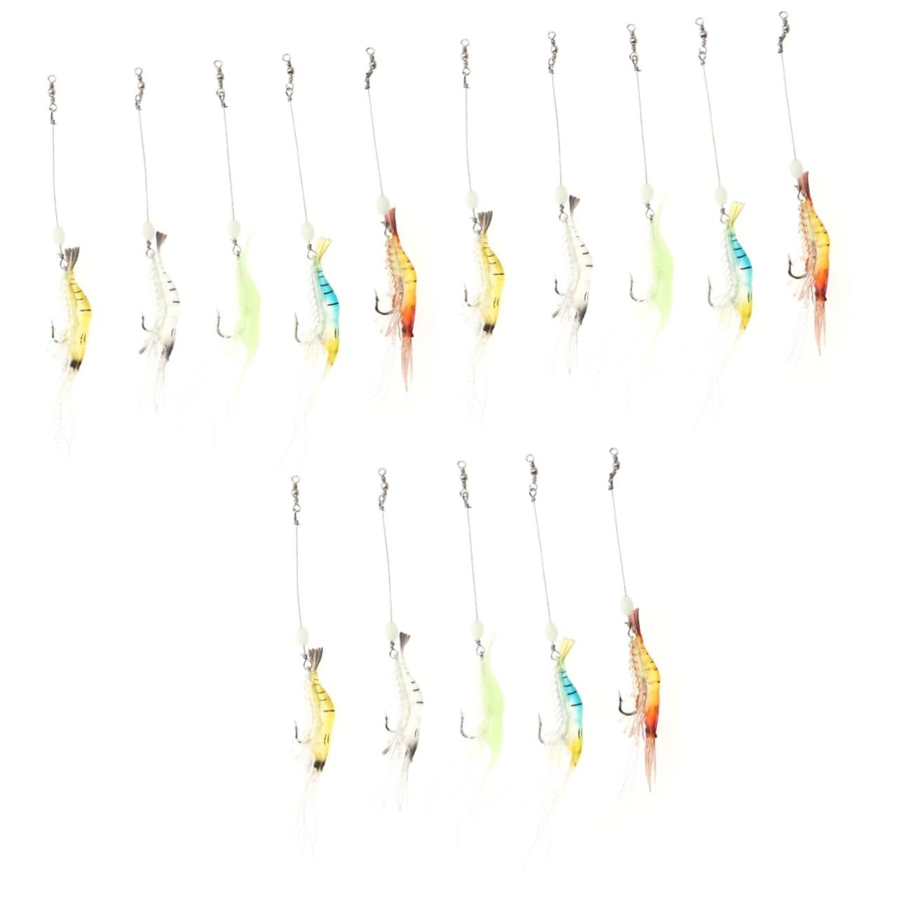 30pièces Leurres De Artificiels Crevette avec Hameçon Appâts Souples Luminous pour Poissons Carnassiers Divers Coloris