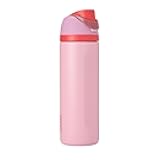 Owala FreeSip Insulated Stainless Steel Water Bottle with Straw for Sports and Travel, BPA-Free Sports Water Bottle, 24 oz, Pink, Angel Food Cake
