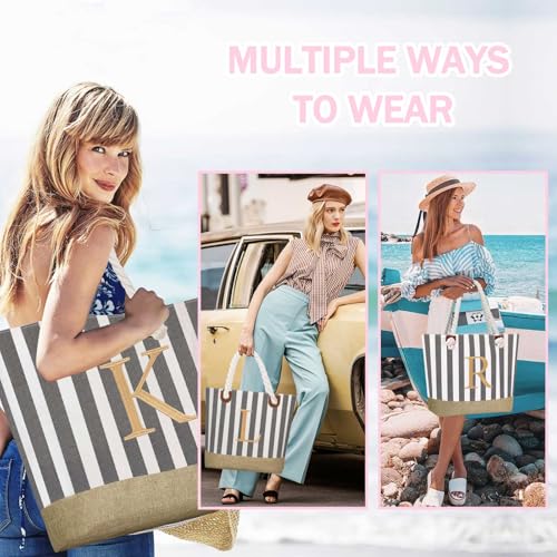 Image of GhvyenntteS Personalized Tote Bags for Women - Large Beach Bag & Makeup Bag, Birthday Gifts for Women Bridal Wife Mom Grandma Teacher Friend