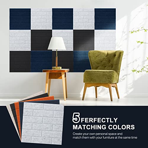 Image of Acoustic Wall Panels Self Adhesive, Brick Pattern Decorative Sound Absorbing Panel for Ceiling, Door, 12 Pack Dark Blue Art Tiles for Recording Studio, Gaming Room, 12 inchx12 inchx0.4 inch