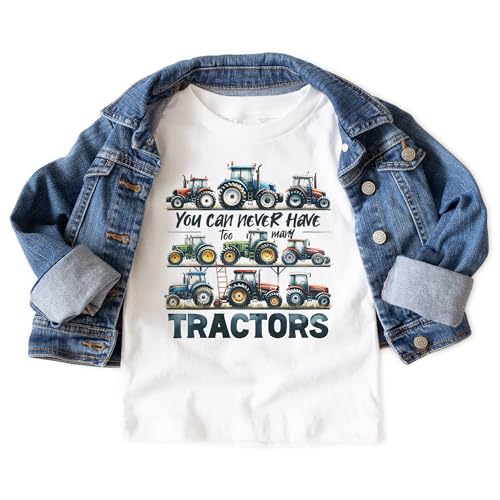 Farm Tractor Varieties Toddler Shirt - Tractor Lover Farming Kid's Outfit - You Can Never Have Too Many Tractors - Boho Natural Toddler & Youth Tee3