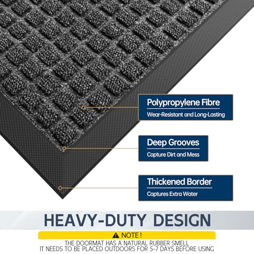 Indoor Outdoor Front Door Mats, 48" x 24" Rubber Backing Non Slip Durable Welcome Floor Mats for Patio, Garage Entrance, Stain and Fade Resistant Commercial Doormats for High Traffic