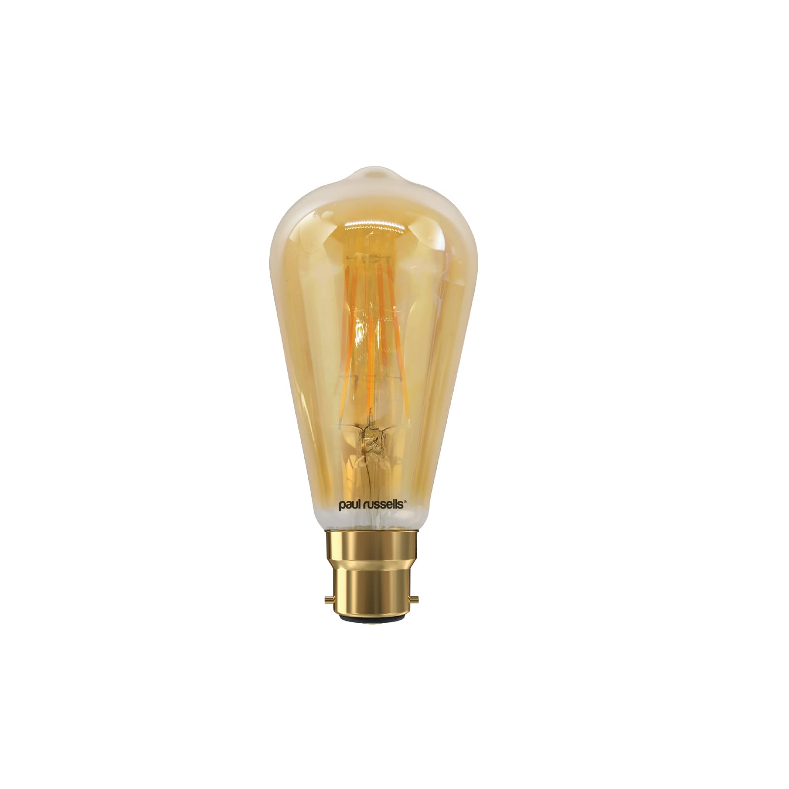 paul russells LED Filament ST64 – Dimmable Bayonet Cap Fittings B22 LED Bulbs, 7Watt 725Lumens Antique Light Bulbs, 60w Equivalent, 2200K Extra Warm White Dimmer BC Energy Saving Décor Lamps, 1 Pack