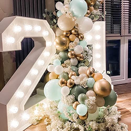 64 Pcs Artificial Eucalyptus Leaves Stems Sage Green Blush Balloons, 12 Inch Sage Green Blush Nude Balloons With Artificial Eucalyptus For Baby Bridal Shower Birthday Safari Party Decoration #TOP4