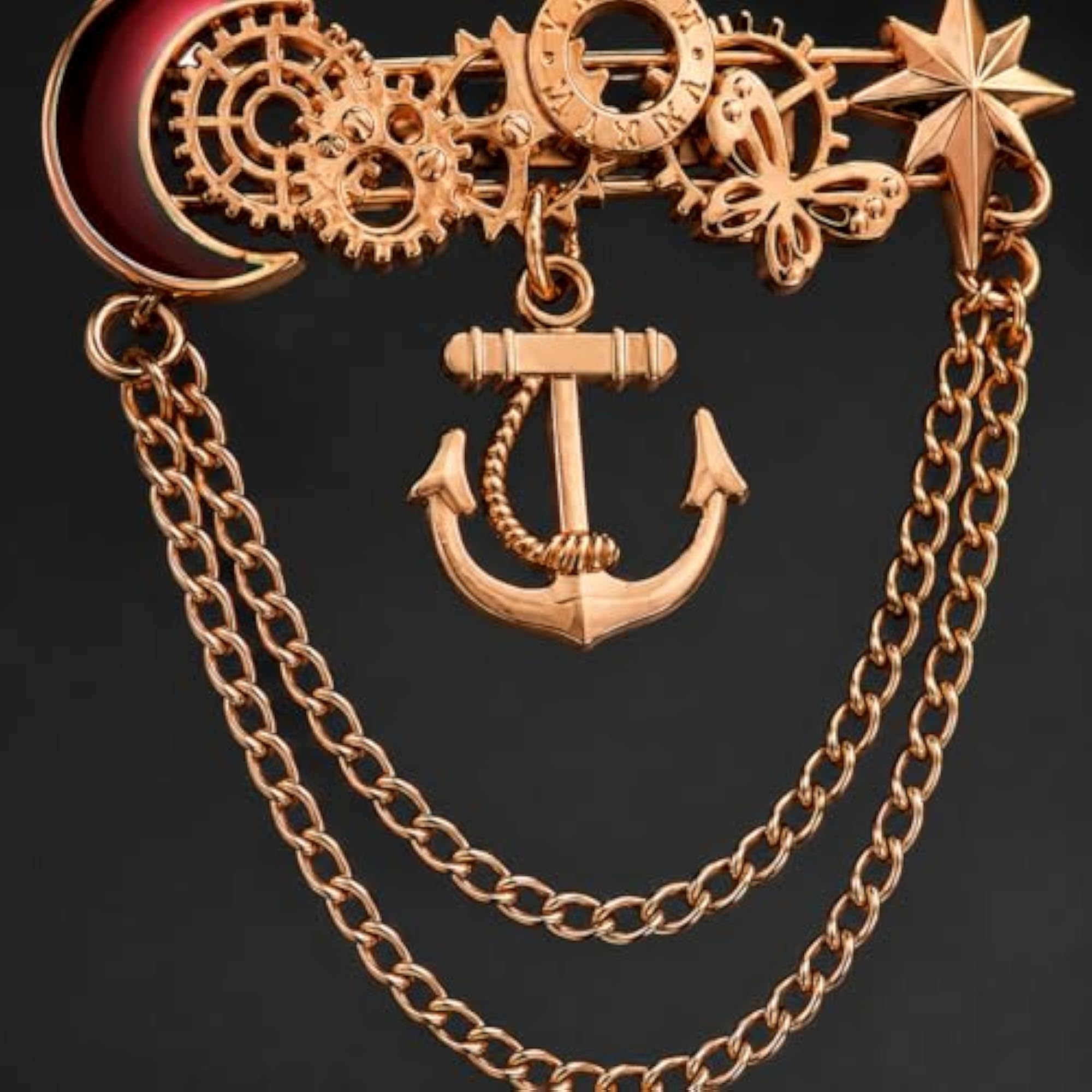 Men's Anchor Wheel Nautical Lapel Pin Badge