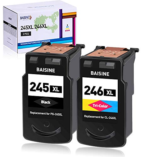 BAISINE Remanufactured Ink Cartridge Replacement for Canon 245XL PG-245XL CL-246XL 246XL PG-243 CL-244 for Pixma TR4520 MG2522 MG2525 MG2520 MG2922 MX492 MX490 TS3120 TS302 TS3320 (1 Black, 1 Color)