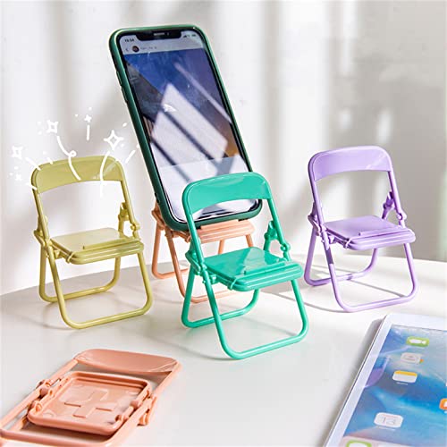 Mini Cell Phone Stand for Desk- 1PC Chair Shape Table Phone Bracket - Mobile Phone Holder Mini Universal Portable Cute Chair Desktop Cell Phone Lazy Bracket for Office Desk Watchin (Green)
