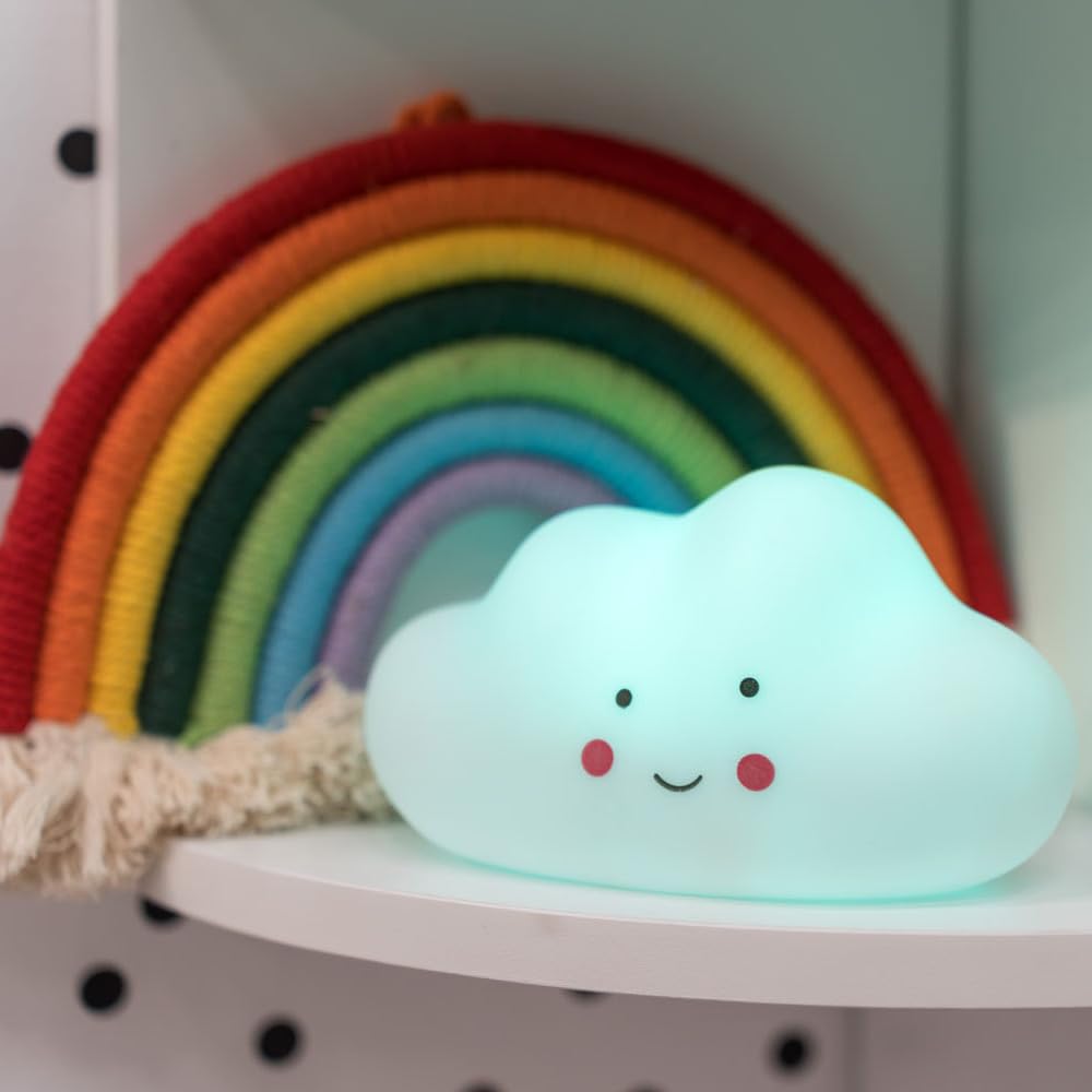 ValueLights Children Nursery Cloud LED Nightlight - White - Remote Control - 16 Colour Options