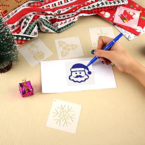 SAVITA 24pcs Christmas Stencils for Crafts, Christmas Stencils Reusable Christmas Decoration Stencils for DIY Christmas Craft Wood Wall Decor