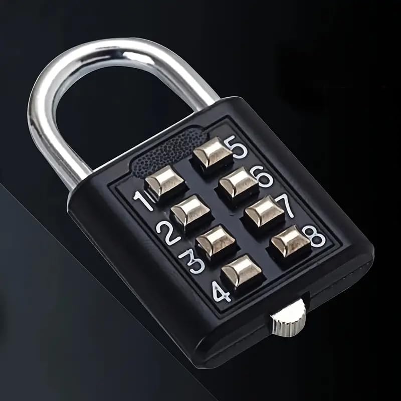 VIVITO 8 Digit Push-Button Combination Number Code Luggage Lock | Padlock Lock for Door/Bag/Locker/Helmet/Gym | Resettable Combination Lock/Office/Store | Secure Travel Code Lock (Black)