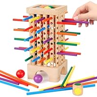 Montessori Game Wooden Board Games, 42 Colorful Sticks Dice Game Math Learning Toys for 3 4 5 6 Year Olds, Builds Fine Motor Skills & Counting, Family Travel Games for 3 Year Olds Gift for Kids