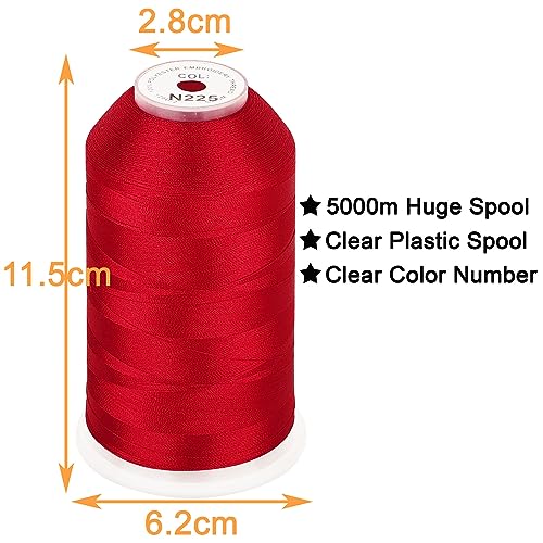 Image of New brothread - Single Huge Spool 5000M Each Polyester Embroidery Machine Thread 40WT for Commercial and Domestic Machines - RED (Janome Color)