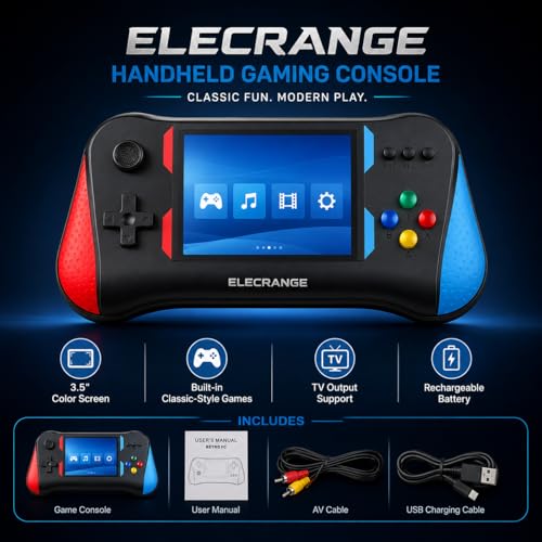 Image of Super X7M Game Box Handheld Retro Gaming Console with 500 Built-in Classic Games, 3.5 Inch Colour Screen, Rechargeable Battery, TV Output, Portable Video Game Player for Kids & Adults