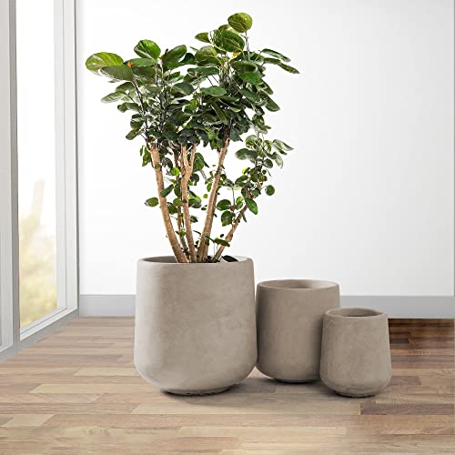 Kante RF2015022BCD-C80021-2 15.3 Inch+11.6 Inch+8.2 Inch Dia Round Concrete Planter, Large Outdoor Indoor Planter Pots Containers With Drainage Holes And Rubber Plug For Home Garden Patio thumb #6