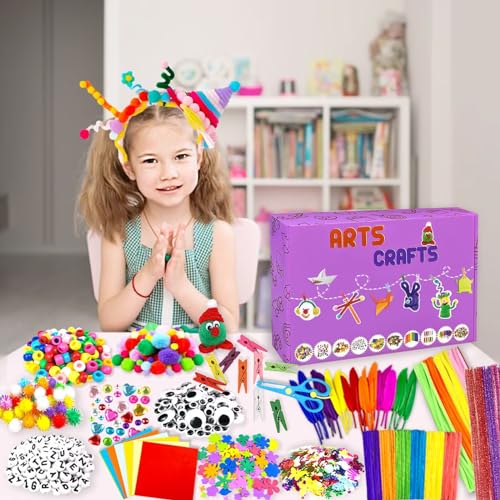 2000 Pcs DIY Arts and Crafts Supplies Kit for Kids - Kids Craft Kits Art Supplies Material Set with Pipe Cleaner All in 1 Crafting Collage Activity for Toddlers Gifts Toys Age 5 6 7 8 9 Year Old Girls - Image 5