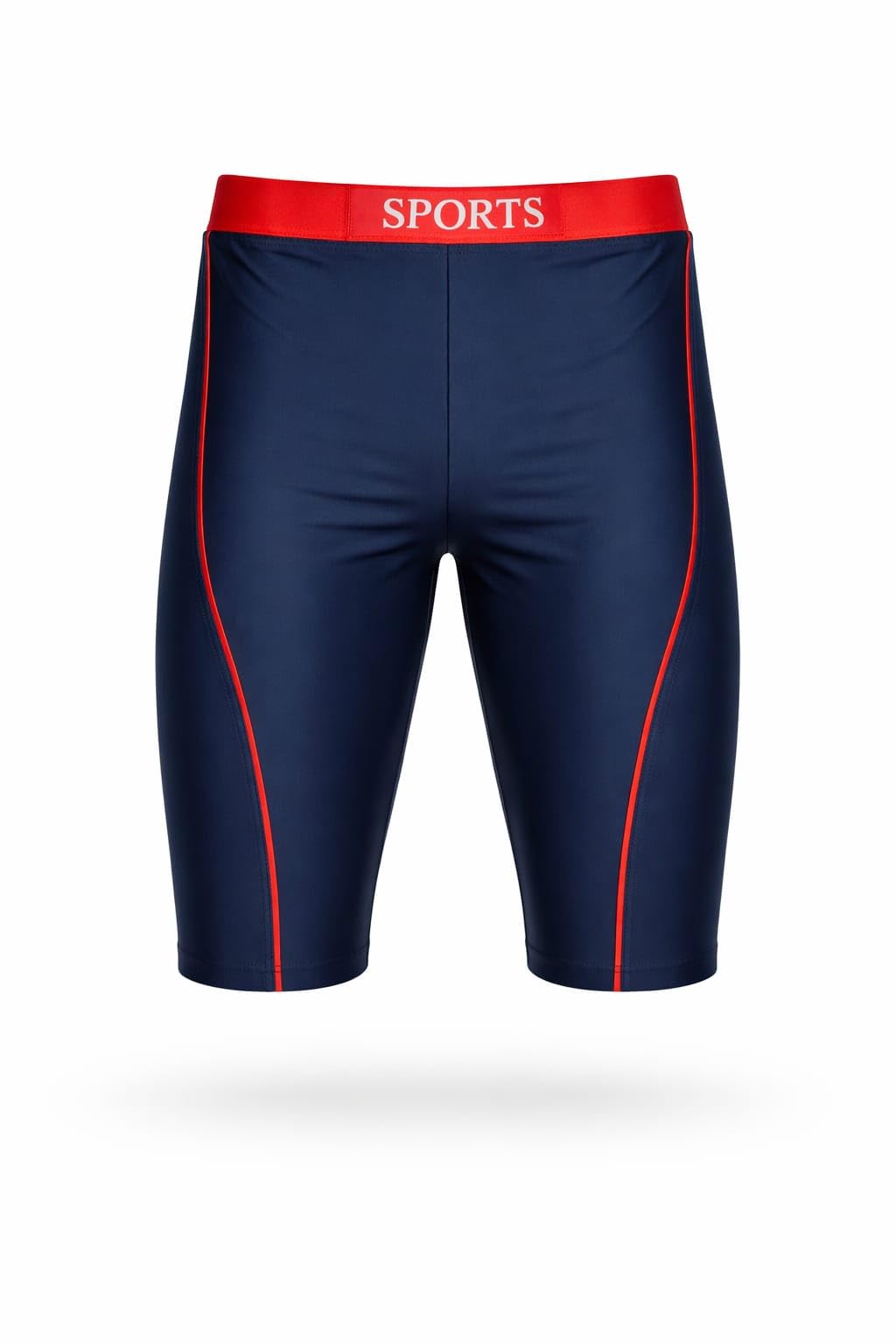 Sports Men's Compression Shorts, Black with Orange, Knee-Length, Elastic Waistband, Quick Dry, Stretch Fabric-image-23