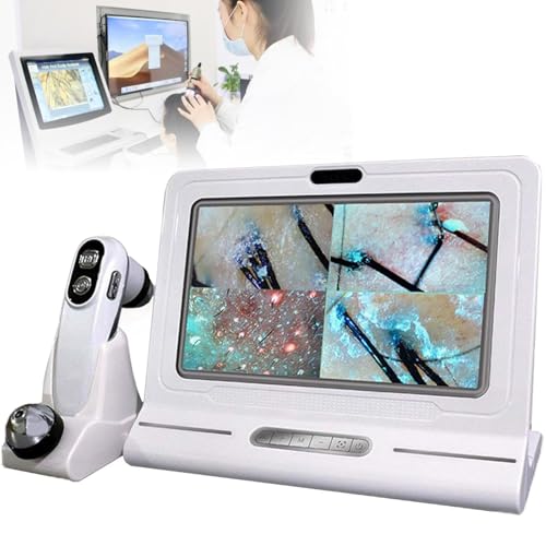 Microscopio digital analizador de cabello y piel, aumento de 50X/200X, pantalla LCD HD de doble cabeza, para la salud del cuero cabelludo y detección de humedad facial