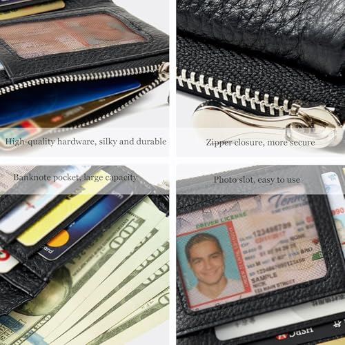 Genuine Leather Joyfullygo Wallet, Unisex Pebble Leather Wallet Wristlet for Women, Coin Purse with Credit Card Holder, Coin Holder & Cash Slots for Men (#015)4