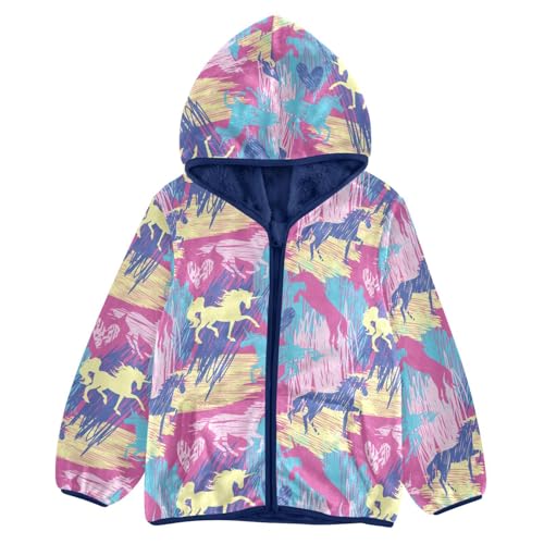 Pattern for Girls with Unicorns Girls Fleece Jacket Girls Fall Jacket Girls Zip Up Hoodie Girls Sherpa Jacket 2-10T