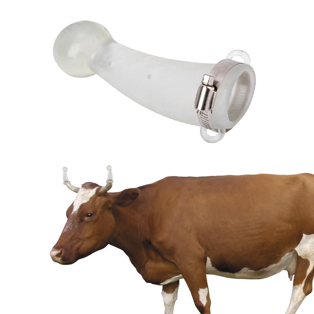 Protecteurs de corne de vache, 1 paire de protections de corne de veau en silicone à coins ronds avec cerceaux de protection élastiques et flexibles résistant à la chaleur pour bovins anti combat