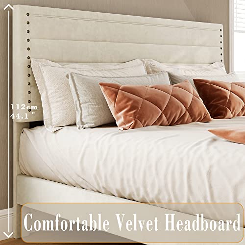 LIKIMIO-King-Size-Bed-Frame-Upholstered-Platform-Bed-King-with-Headboard-Heavy-Strong-MetalWood-Supports-Easy-Assembly-Noise-Free-No-Box-Spring-Needed-Beige