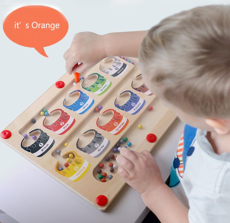 Magnetic Color and Number Maze, Wooden Montessori Magnetic Puzzles Toddler Color Matching Counting Learning Toys for Boys Girls 3 4 5 Years Old - Image 4