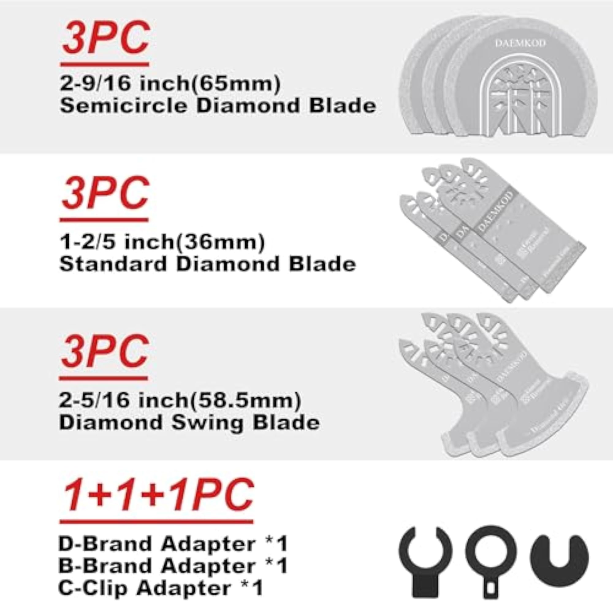 9 Pack Diamond Oscillating Tool Blade, Professional Blades
