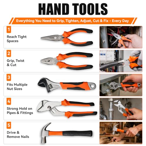 KOOPOOL 160-Piece Home Tool Kit, Household Basic Hand Tool Set with Case for Home Repair, DIY Projects and Maintenance - image 6