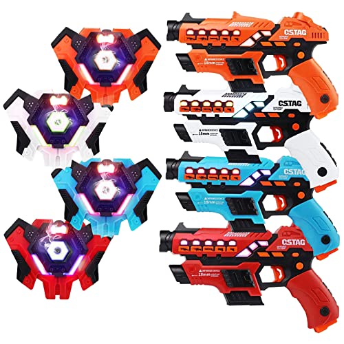 MOONTOY Laser Tag, Laser Tag Guns Set of 4 with Upgraded Smoke Effect & LCD, 150Ft Laser Tag Sets for Kids, Laser Tag Games Indoor & Outdoor for Kids, Family, Adults.