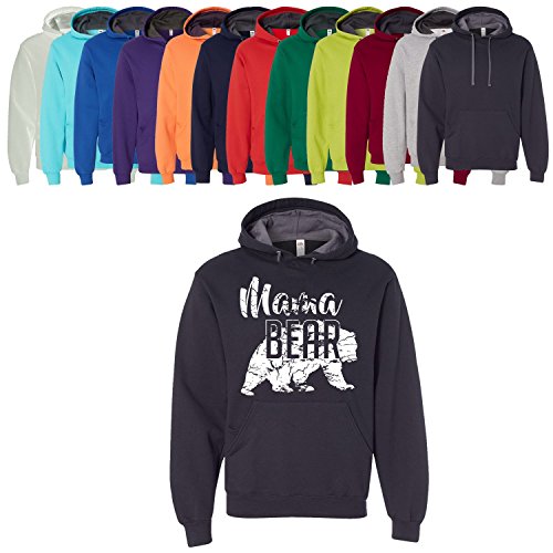 Mama Bear Distressed Hoodie Mom Women Soft Hoodie Adult Unisex Women's Sweatshirt with Many Colors Black