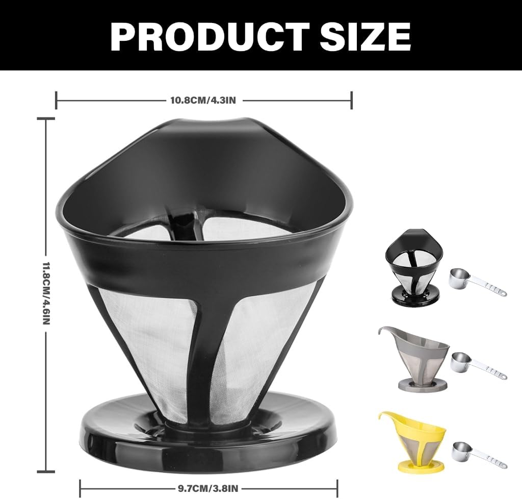 Stainless Steel Coffee Filter Set with HLB18 Spoon Coffee Machine Accessories Coffee Dripper Drip Coffee Funnel