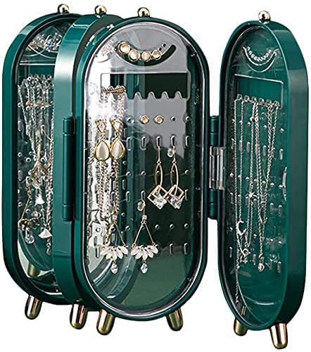 Portible Foldable Jewelry Box with Mirror | Earring and Necklace Display Stand | Jewelry Accessory Storage (Multicolor, Pack of 1).