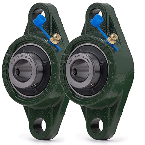Image of XIKE 2 Pcs UCFL203 Bore 17 mm Pillow Block Flange Mounted Ball Bearings. | Solid Cast Iron Base and Self Aligning Chrome Steel Sealed Bearings