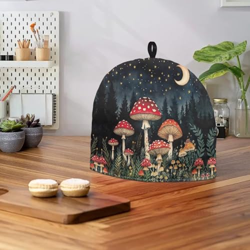 Image of Mushroom Print Tea Cozy Creative Insulated Tea Cosy Extra Thick Home Kitchen Decoration Creative Gifts Dust Teapot Cover Kitchen Accessories for Travel