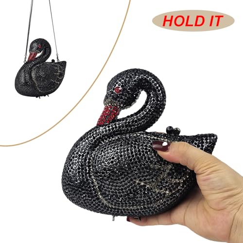 Image of Elegant Swan Evening Purse Animal Crystal Clutch Women Minaudiere Handbag Party Luxury Rhinestone Bag | Animal Crystal