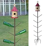 Bird House Bottle Tree for Outdoor Garden, Rust-Proof Metal Bottle Tree Stand, Garden Decorative Bottle Stand