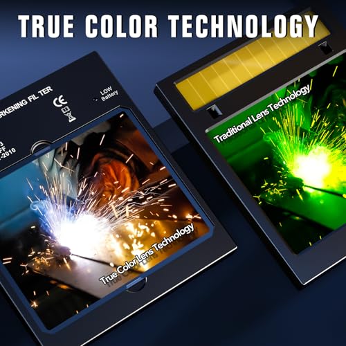 Image of TRQWH Welding Helmet Auto Darkening Large Viewing True Color Solar Powered Welding Mask with 4 Arc Sensor Adjustable Wide Shade Range 4~5-8 /9-13 Welder Mask with Grinding