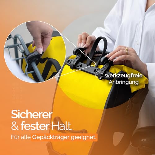 2Radwerk Fahrradtasche für Gepäckträger, 25,4 l, 100 Prozent Wasserdicht, mit Tragegriff und Schultergurt, fahrradtasche gepäckträger, gepäckträgertasche, Fahrrad Taschen hinten, 56,5 x 30 x 15 cm