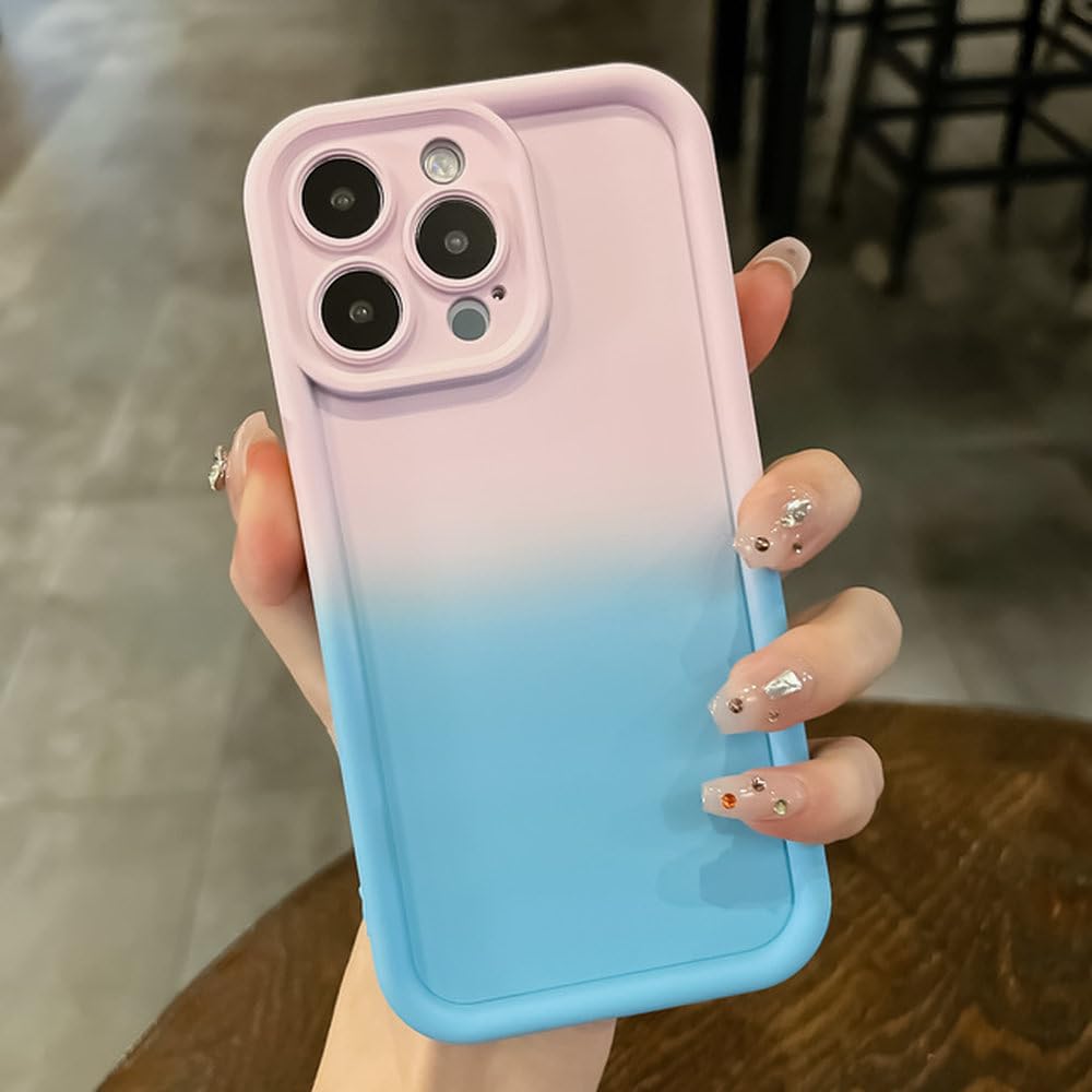 Coque pour iPhone 15 Pro rose bleu soft shock cover - 7