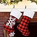 AerWo 2pcs Plaid Christmas Stockings, Red and Black Buffalo Check Christmas Stocking, Triple Layers Christmas Snowflake Stockings with Faux Fur Cuff, 18 inches