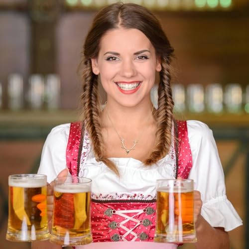 LONZIKP Trachtenkette Damen mit Hirsch Anhänger Goldener Dirndl Schmuck Oktoberfest Kette Geweih Halskette für Frauen