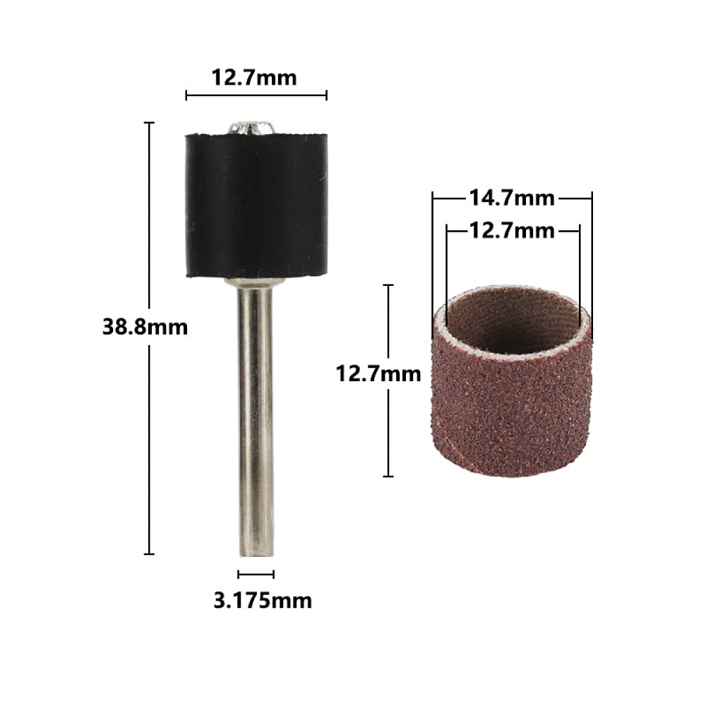 Sanding Bands Drum Sleeves Home Improvement Abrasi 12.7mm Sanding Drum Kit 80-120 Grit Sanding Bands for Dremel Rotary Tools Acrylic Polish Remover for Nail Sanding Disc(80 Grit 100pcs)