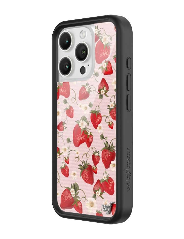 Image of Wildflower Cases - iPhone 16 Pro Compatible - Straw Berry Fields | Impact-Certified 6.5 ft Drop Protection Case, Raised Protective Bumper, Cute Aesthetic Design, Women-Owned Small Business