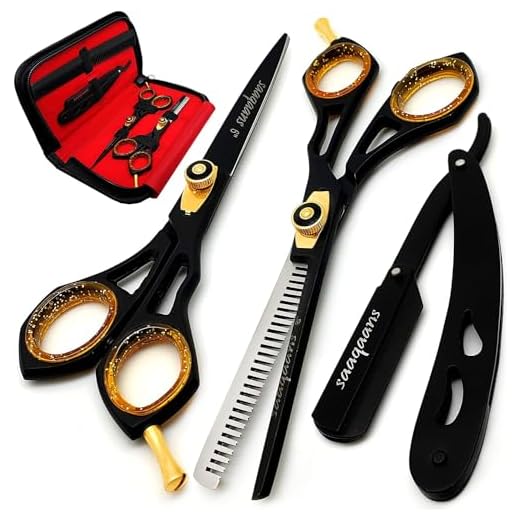 Saaqaans SQKIT Tijeras de Peluquería Barbero Profesional Conjunto - De Alta Calidad 6 Pulgadas Tijeras de Peluquero - Perfecto para Corte de Pelo con Estilo, Recortar tu Barba y Bigote