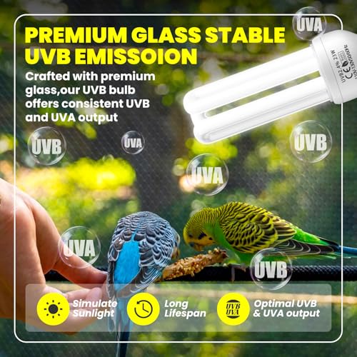 Image of GlowUp 23W UVB Bulb for Bird, UVB 2.4 Compact Fluorescent Light Bulb E26 Birdcage Compact UVB 2.4 Lamp for Captive Birds and Reptiles