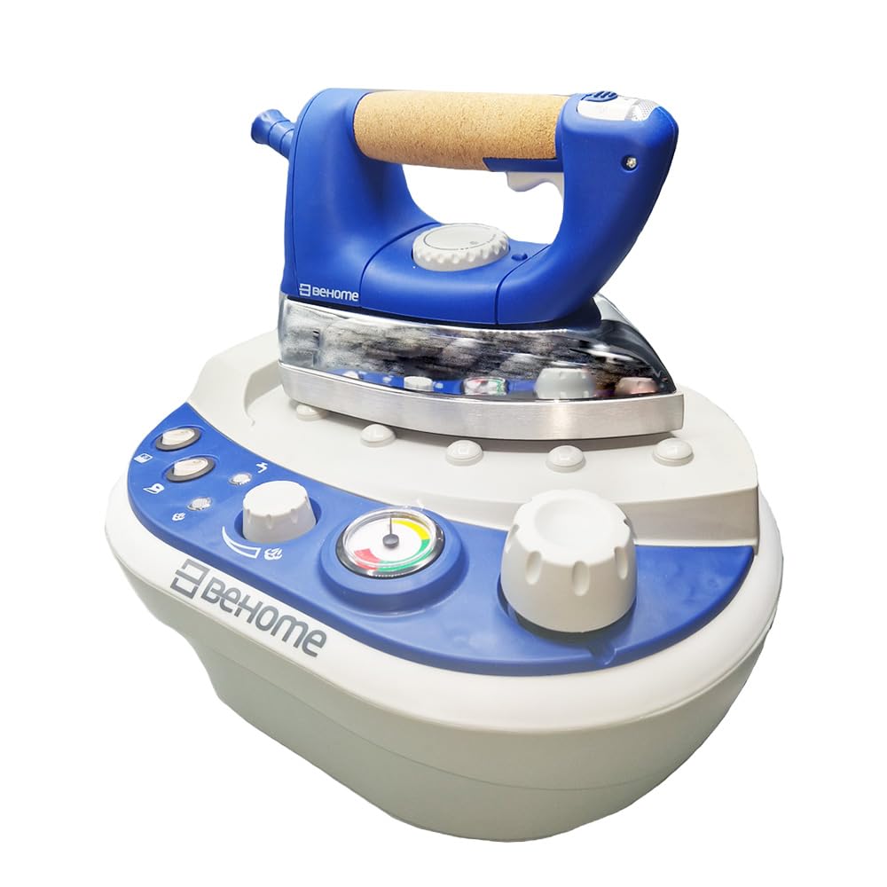BEHOME Plancha de Vapor Continuo con Caldera de 2200 W, depósito de 1 l, Manómetro para controlar el vapor, 3 bar, silenciosa, apta para tejidos delicados, Jarra integrada y Mango Antiquemaduras