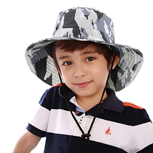 MioCloth Outdoor Kids Camo Bucket Big Brim Hat UPF50+ UV Ray Sun Protection Boys Sun Hat